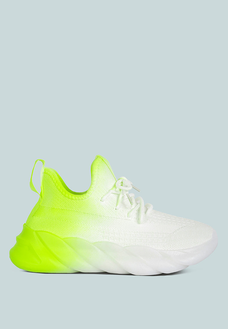 Newash Ombre Dip Knit Sneakers#color_green