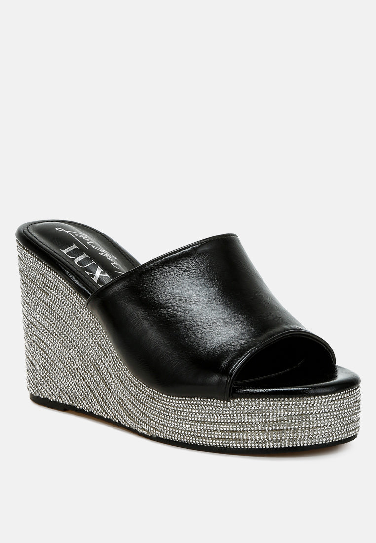 wedge heel peep toe sandals by ruw#color_black