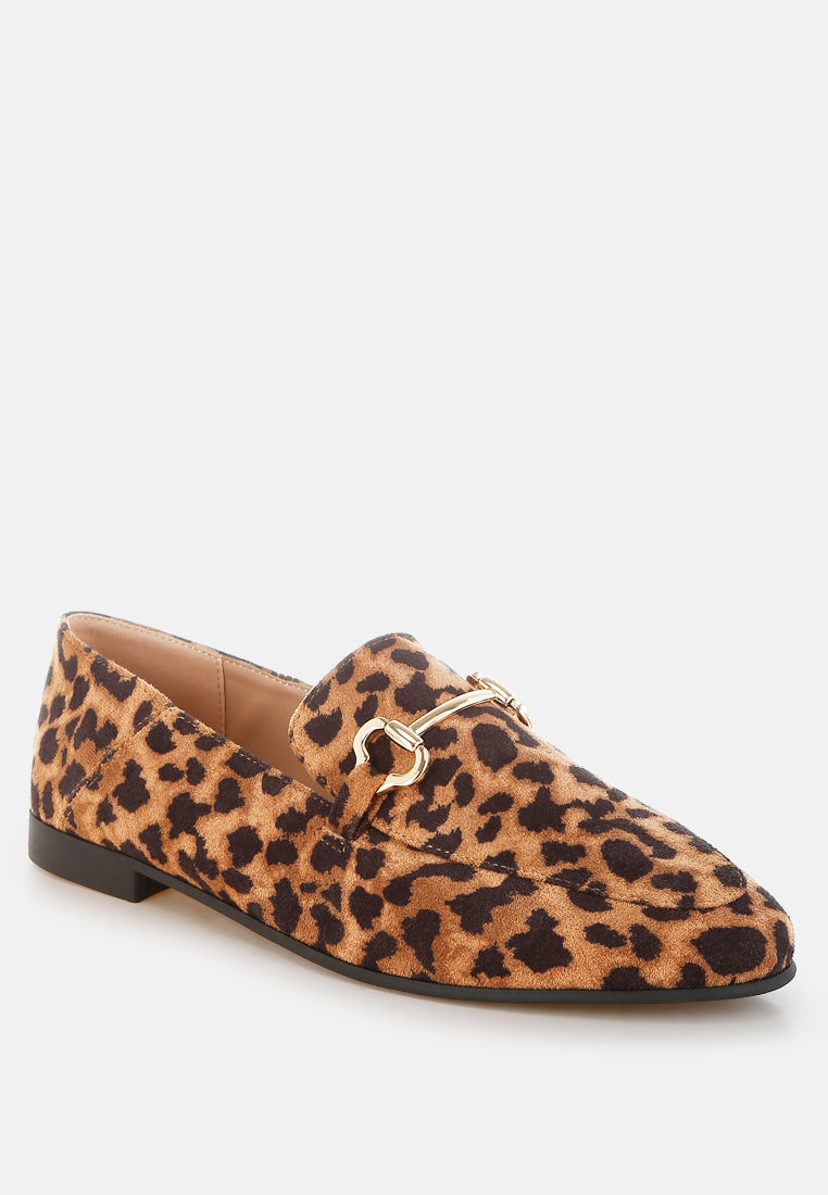 noltas horsebit embellished flat loafers#color_leopard