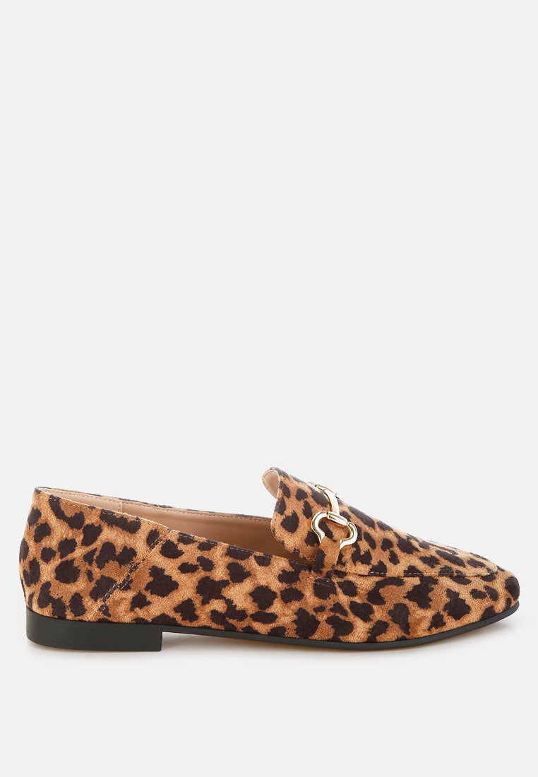 noltas horsebit embellished flat loafers#color_leopard
