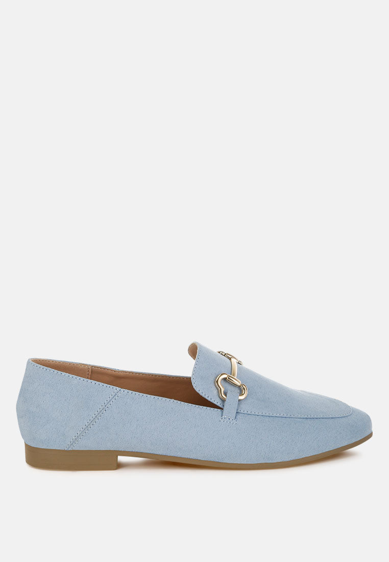 noltas horsebit embellished flat loafers#color_light-blue