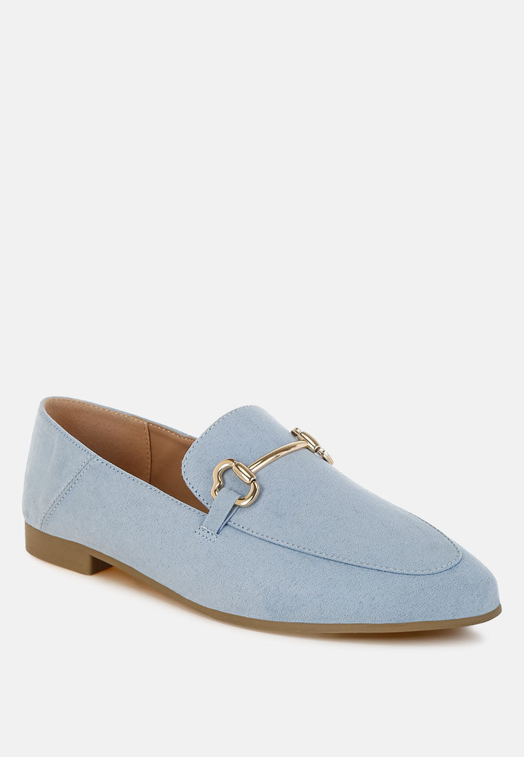 noltas horsebit embellished flat loafers#color_light-blue