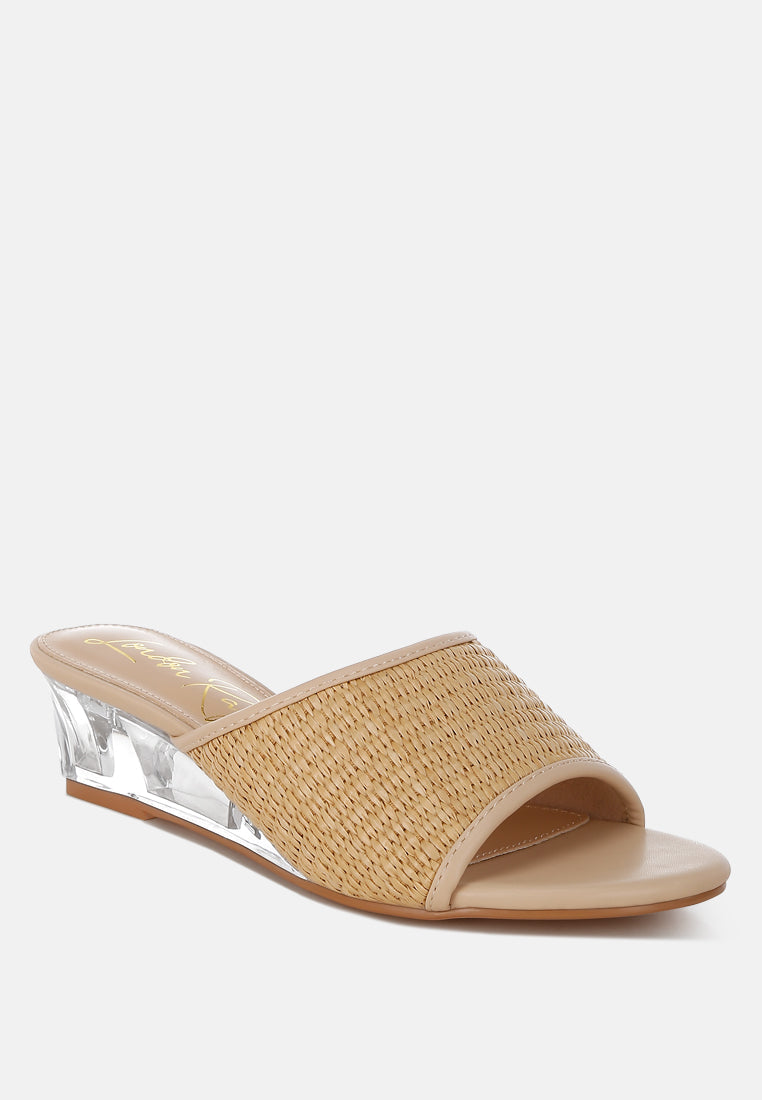 raffia clear heel wedge sandals by mode#color_natural