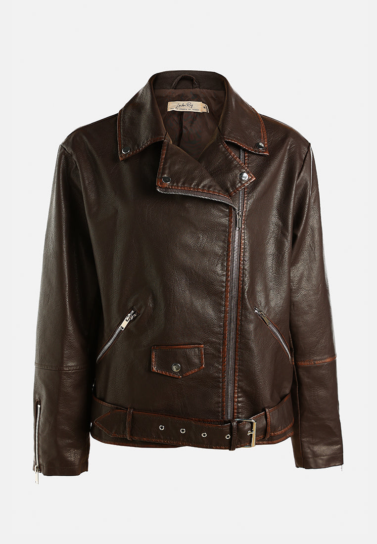 oversized biker jacket by ruw#color_brown
