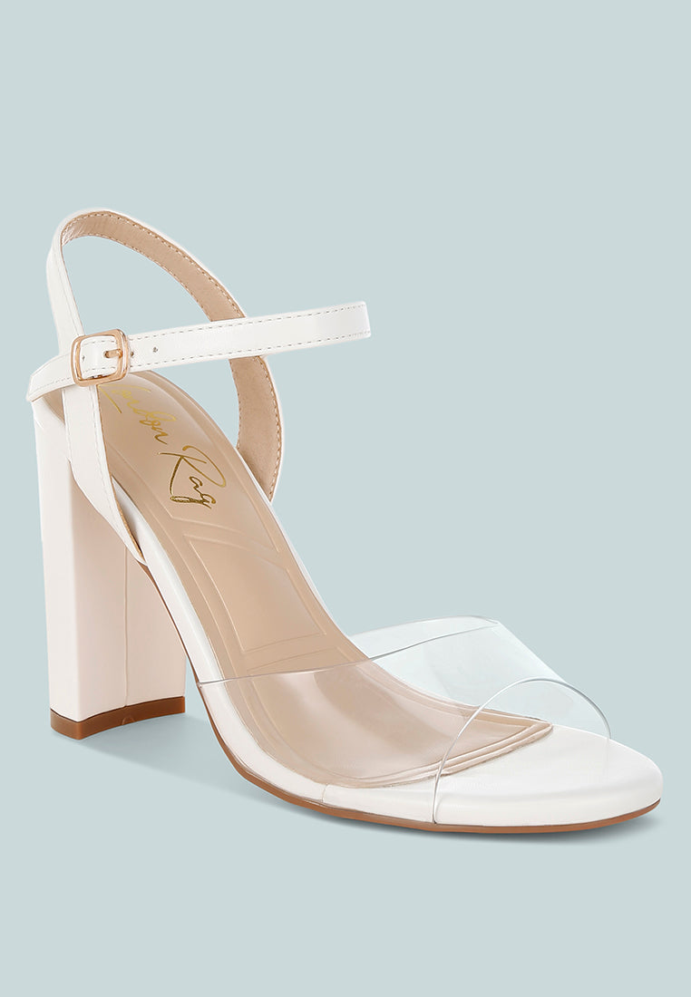 clear strap block heel sandals by ruw#color_white