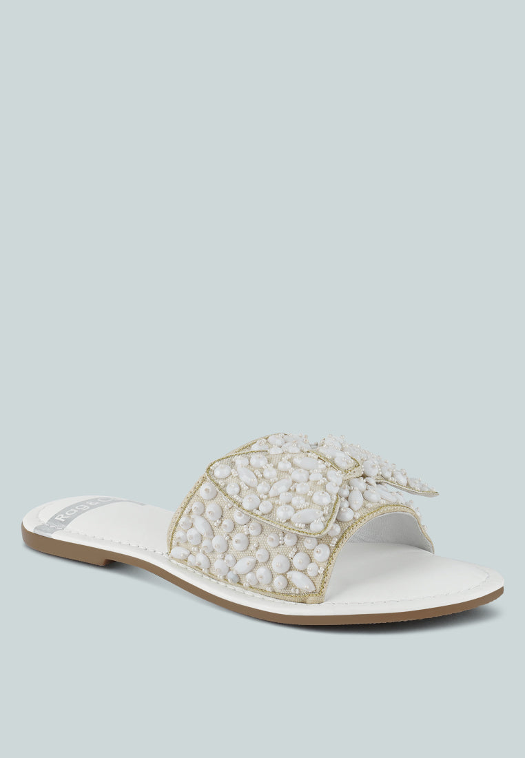 big bow beaded flats by ruw#color_white