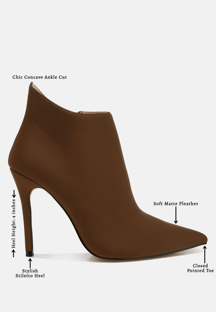 pleather concave cut ankle boots by ruw#color_brown