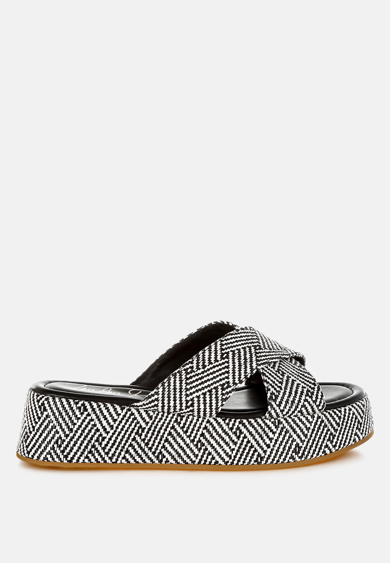 raffia flatform slip ons by ruw#color_black-white