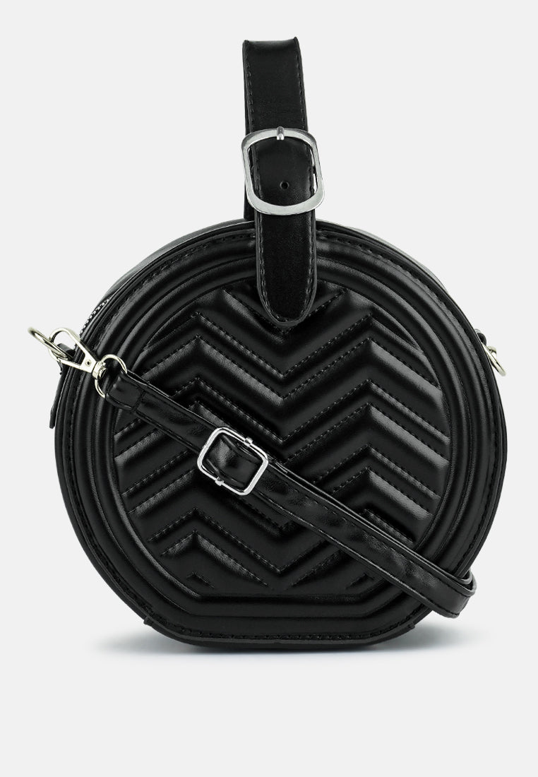 round quilted sling bag#color_black