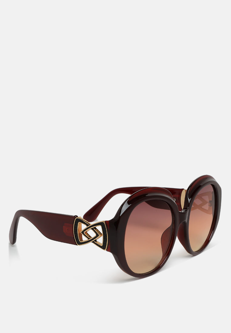 metallic accent round sunglasses by ruw#color_brown
