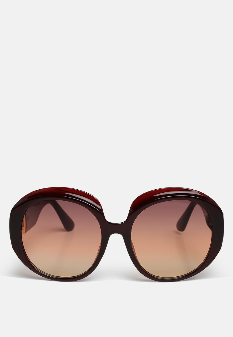 metallic accent round sunglasses by ruw#color_brown