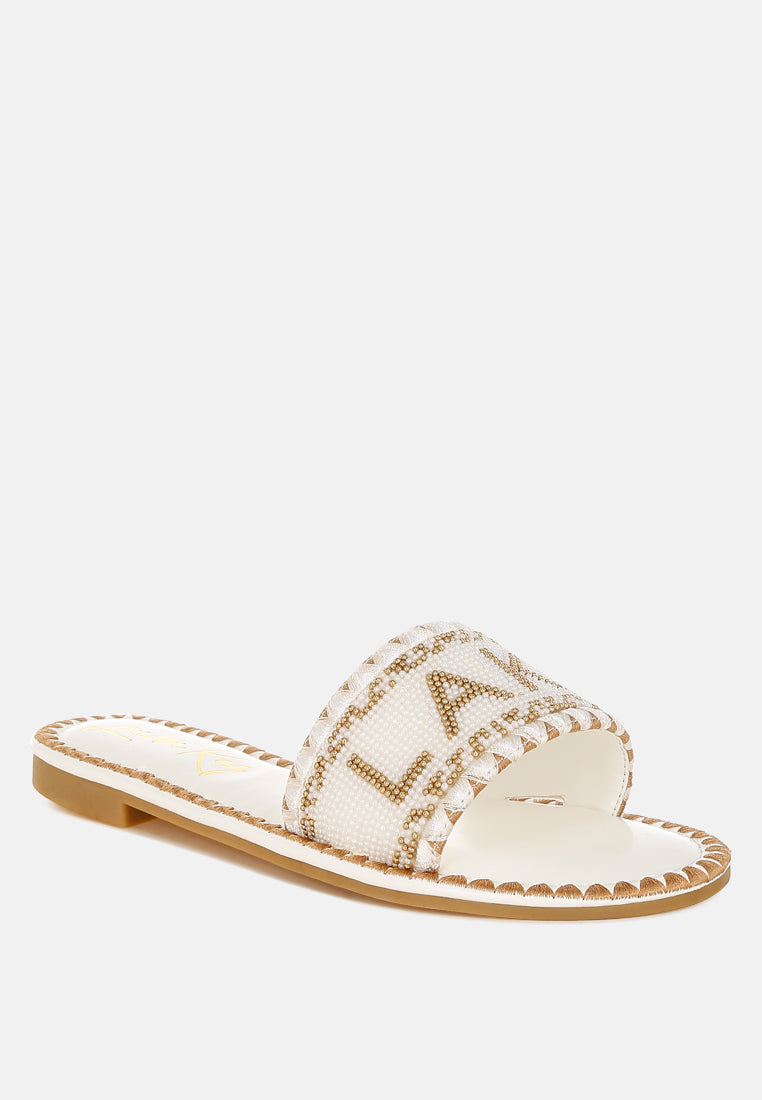 hot hub beaded lake como flat slip ons#color_beige
