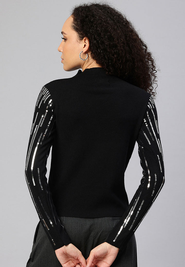 sequin detail full sleeves top by ruw#color_black