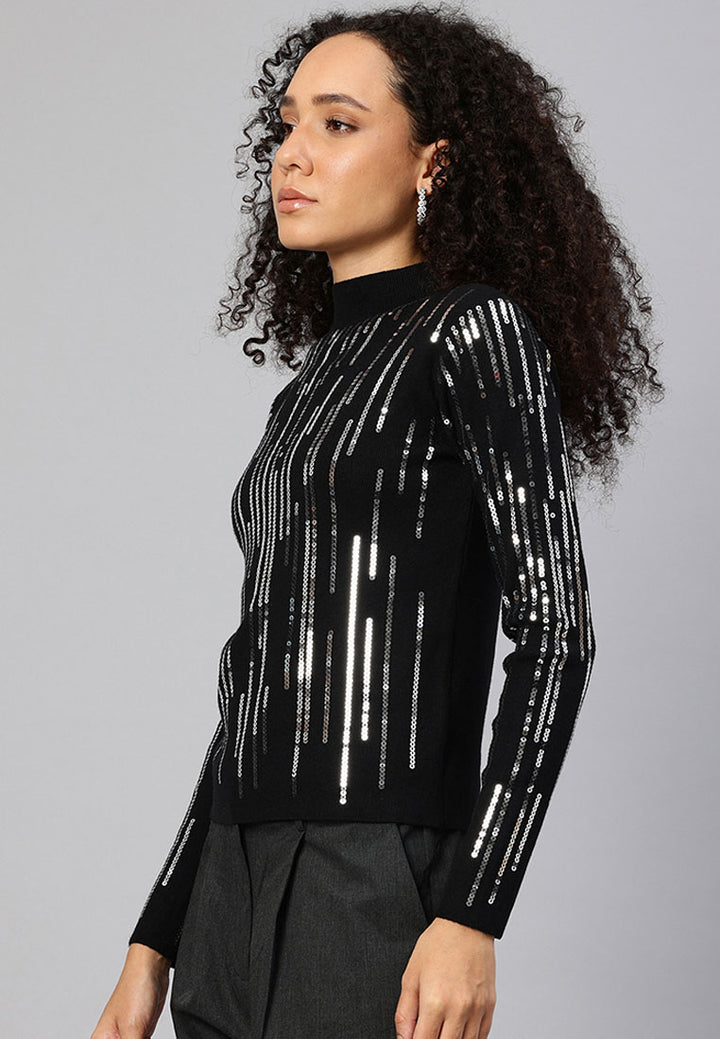 sequin detail full sleeves top by ruw#color_black