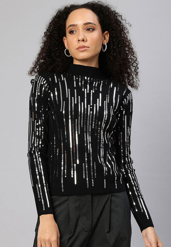 sequin detail full sleeves top by ruw#color_black
