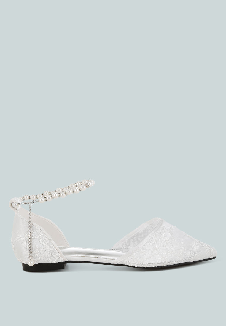 pearl & rhinestone strap flat sandals by ruw#color_white