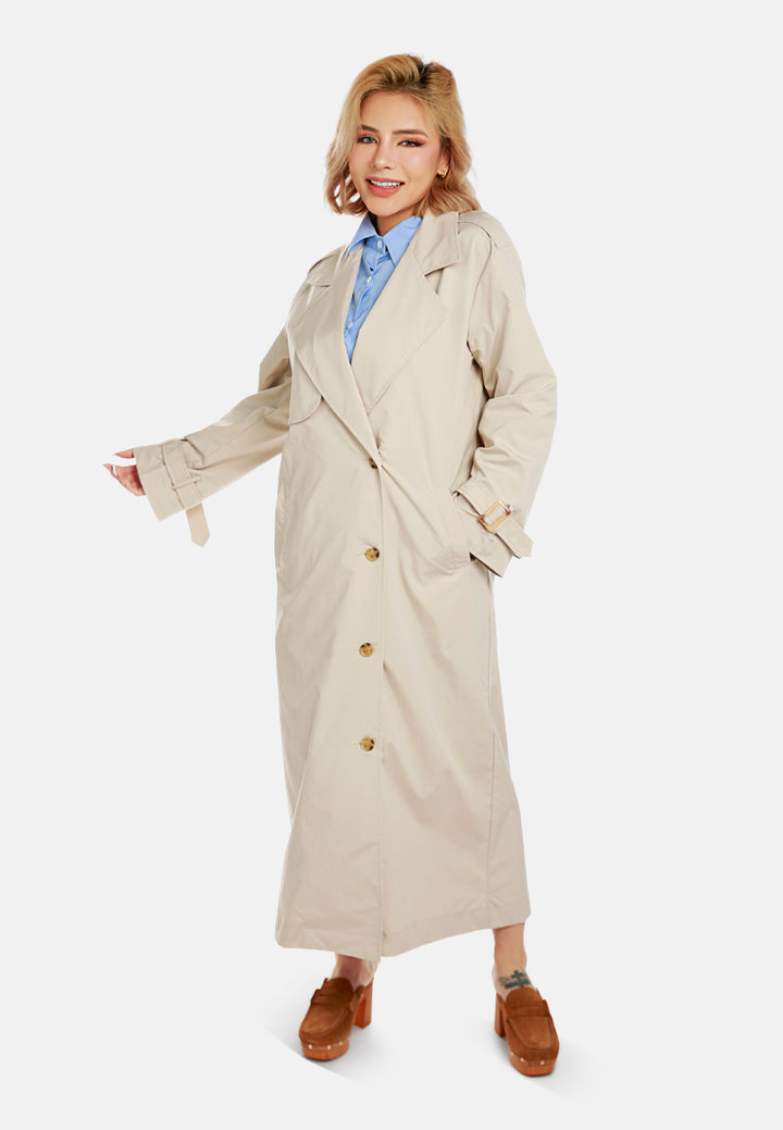 notched double breasted trench coat by ruw#color_stone