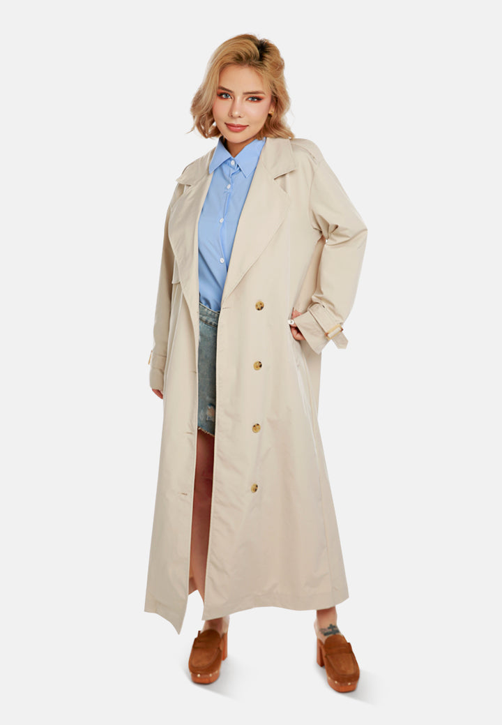 notched double breasted trench coat by ruw#color_stone
