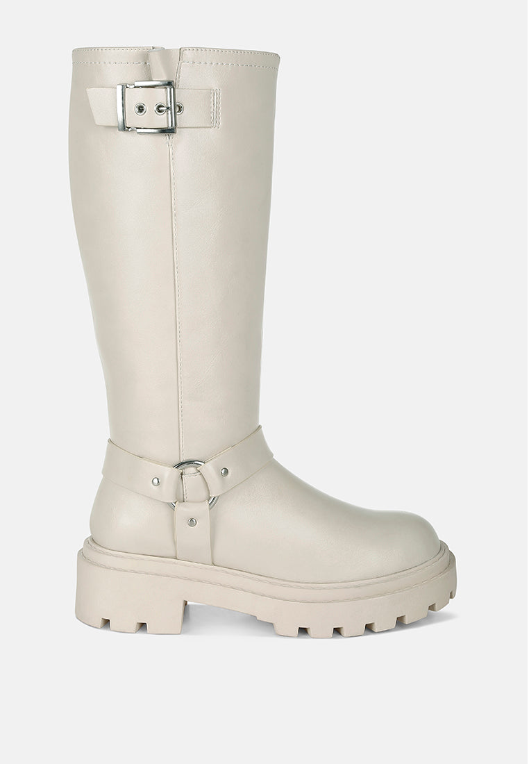 harnes detail long boots by ruw#color_beige