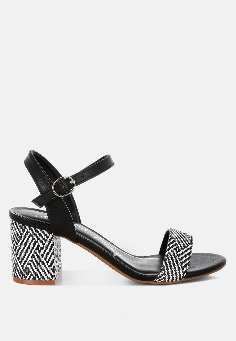 raffia pin buckle block heels by mode#color_black