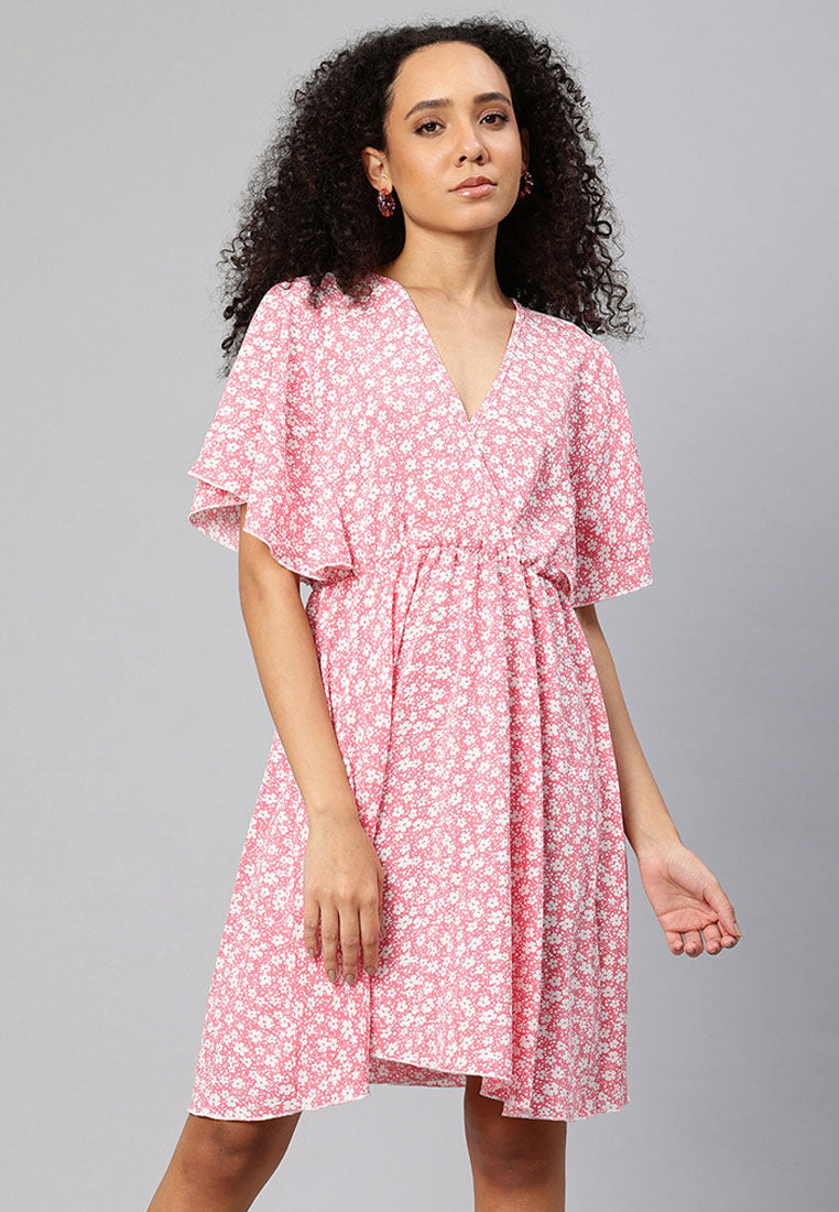 v-neck foral midi dress by ruw#color_pink