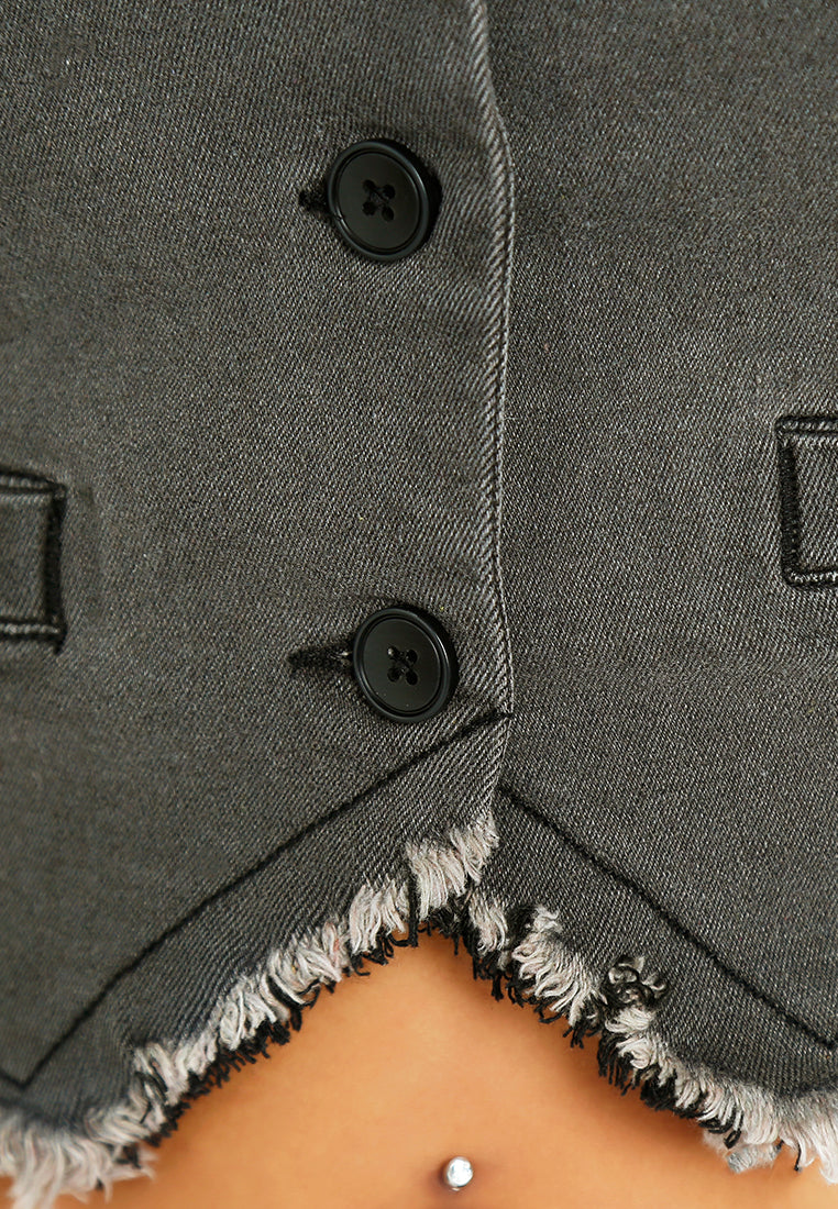 washed black cut-out waistcoat & straight jeans co-ord set by ruw#color_black