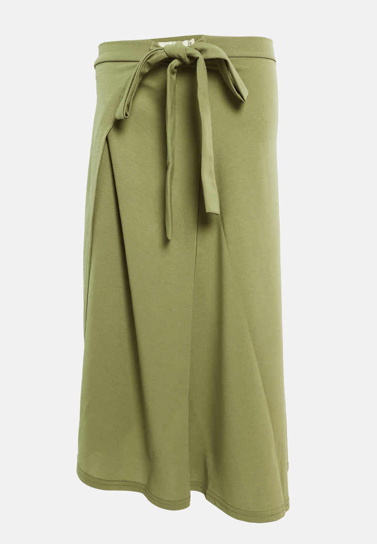 wrap style long maxi skirt#color_olive
