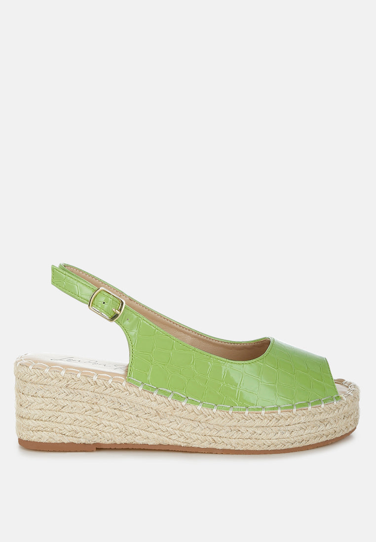 yarael croco peep toe wedges#color_green