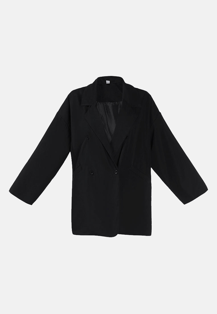 casual oversized double breasted jacket#color_black