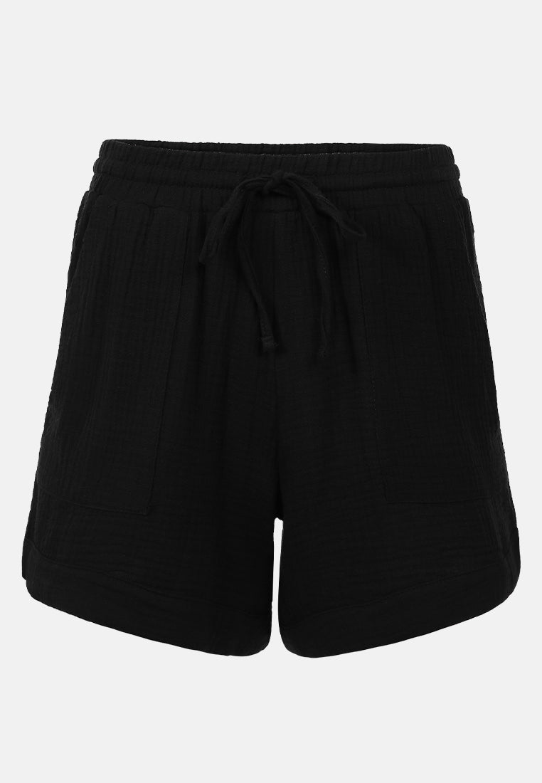 cool summer drawstring shorts#color_black