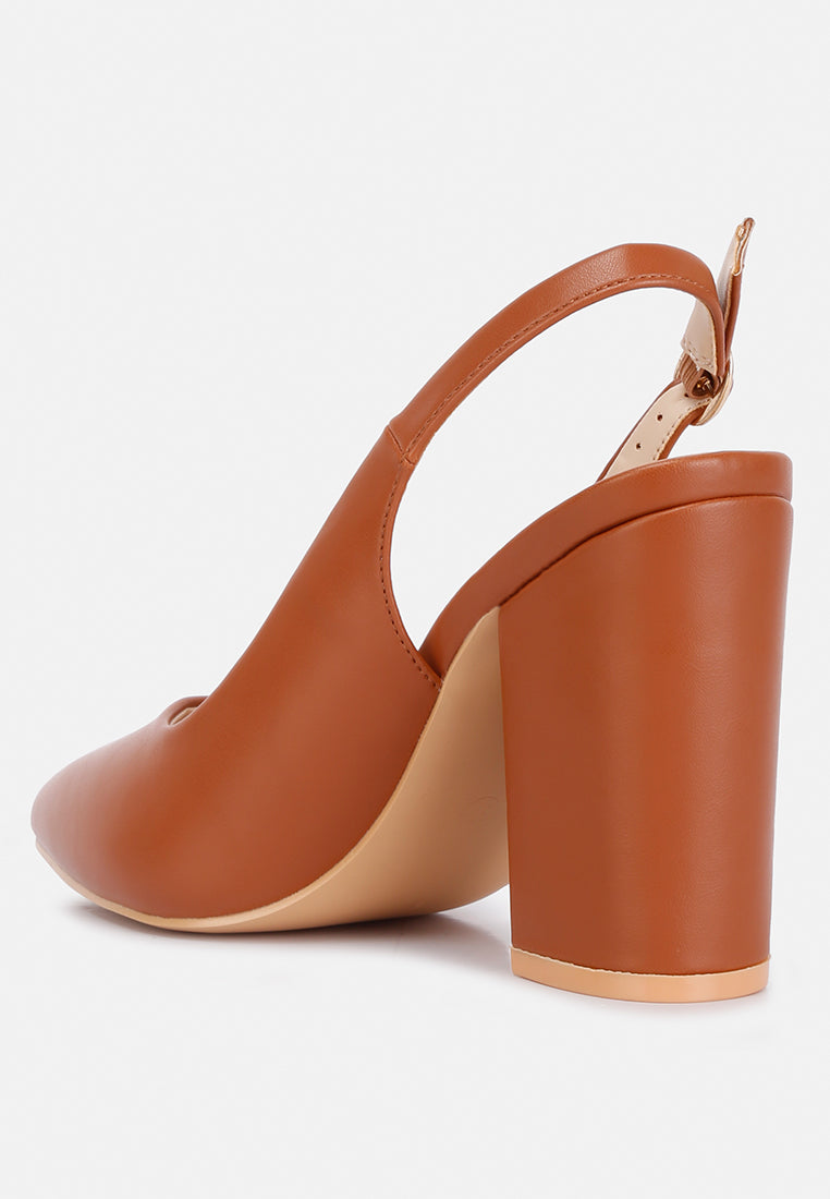 creidne block heel pointed toe sandals#color_tan