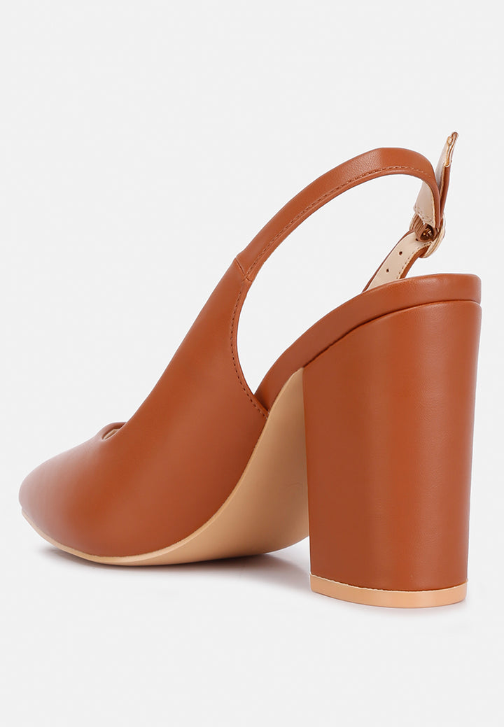 creidne block heel pointed toe sandals#color_tan