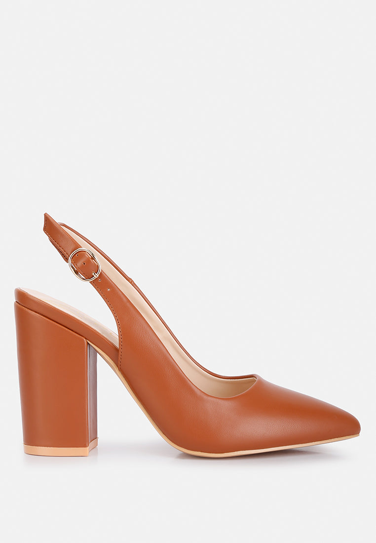 creidne block heel pointed toe sandals#color_tan