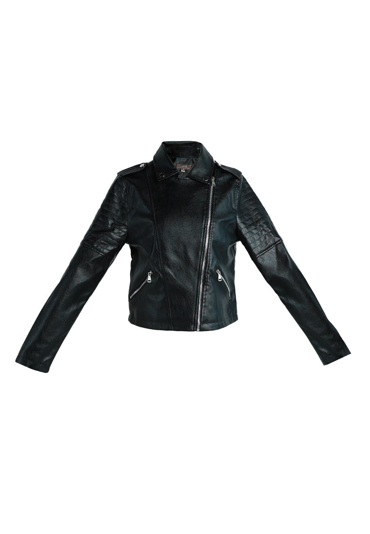 faux leather biker jacket#color_black