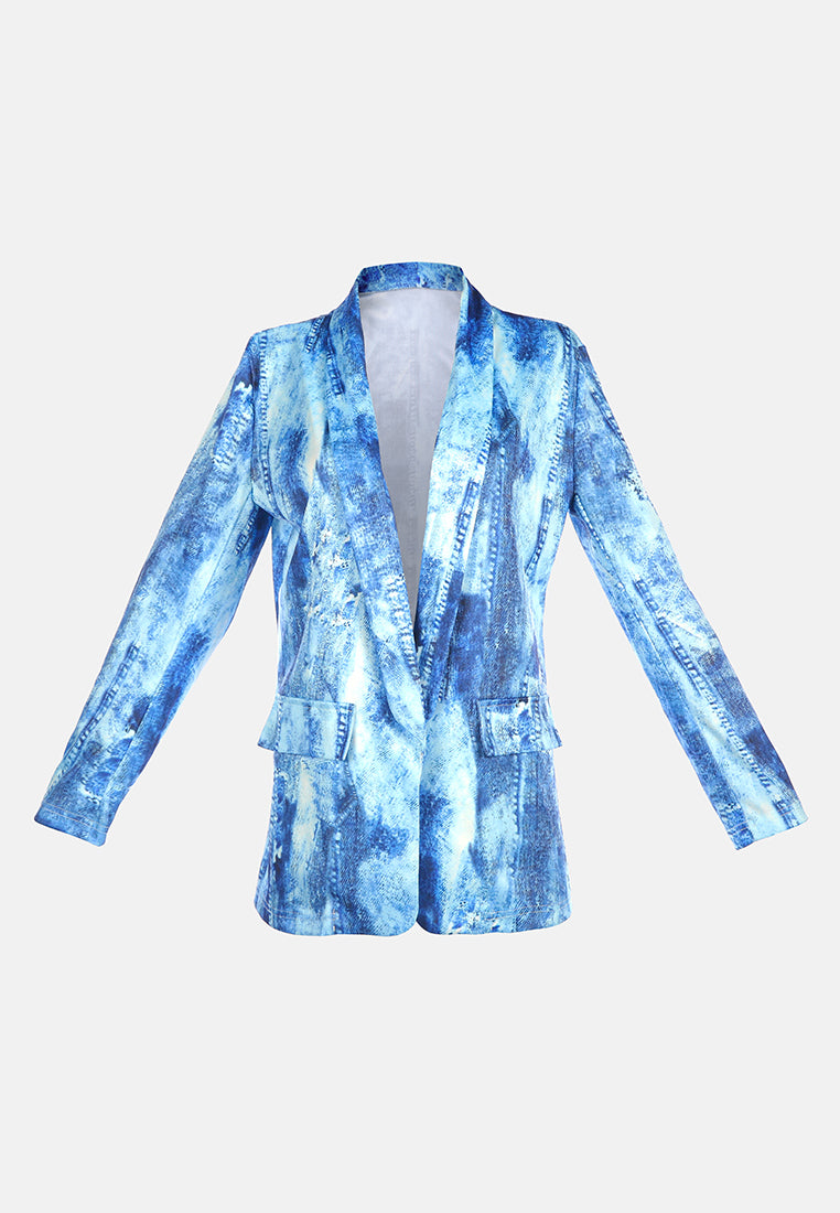 glaze print semi casual blazer#color_blue