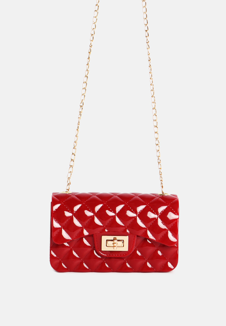 jelly quilted rectangular sling bag#color_red