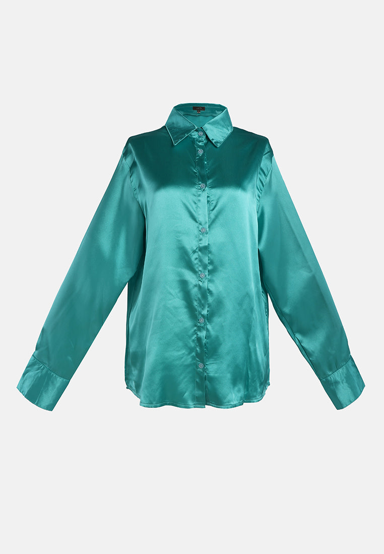 long sleeve satin shirt blouse#color_aqua