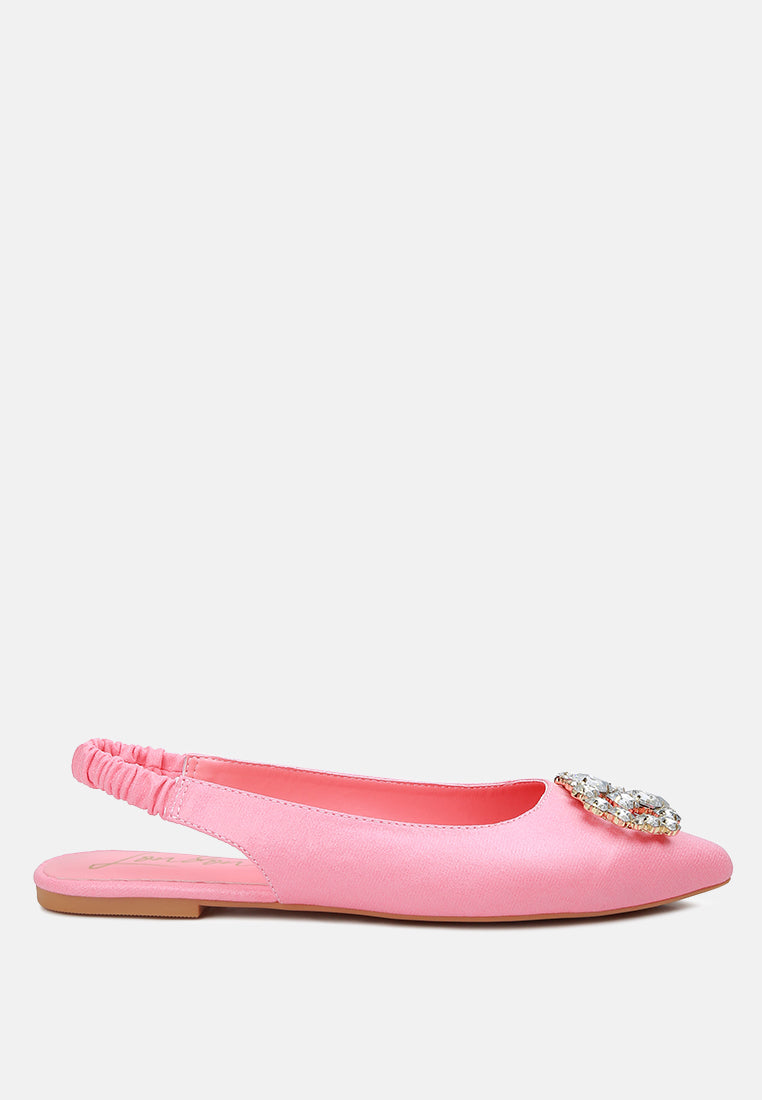 Metallic Diamante flats Mules#color_blush