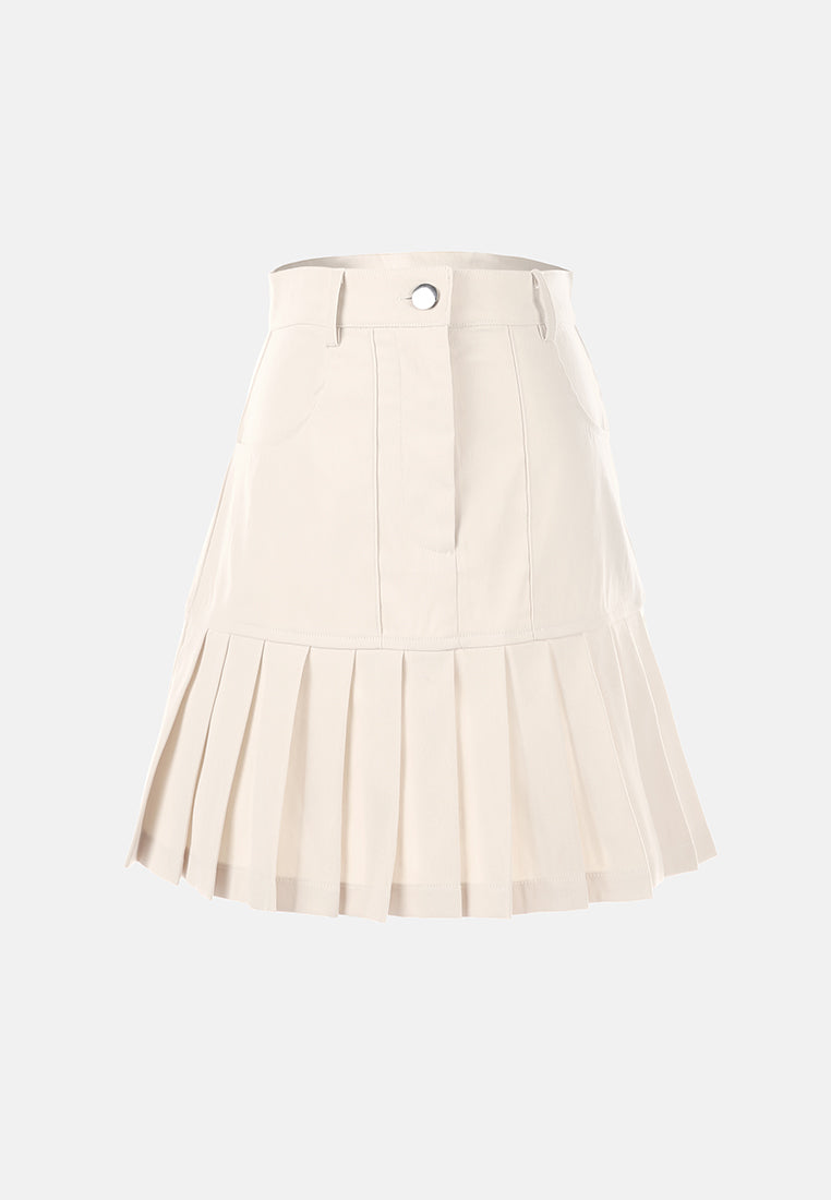 pleated tennis skater skirt#color_beige