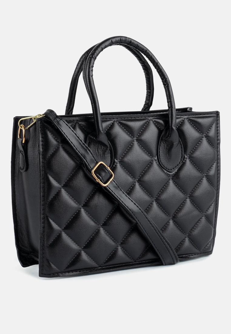quilted structure hand bag#color_black