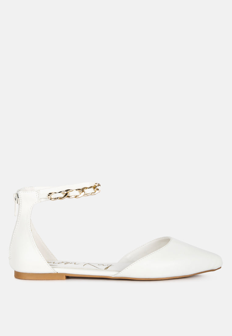 zurich slingback chain detail flats#color_white