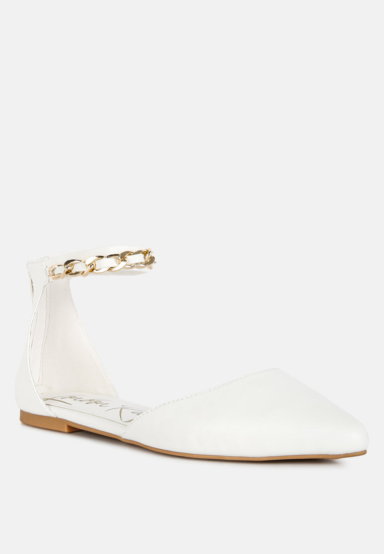 zurich slingback chain detail flats#color_white