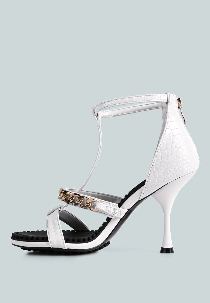 dakota metal chain mid heel sandals by ruw#color_white