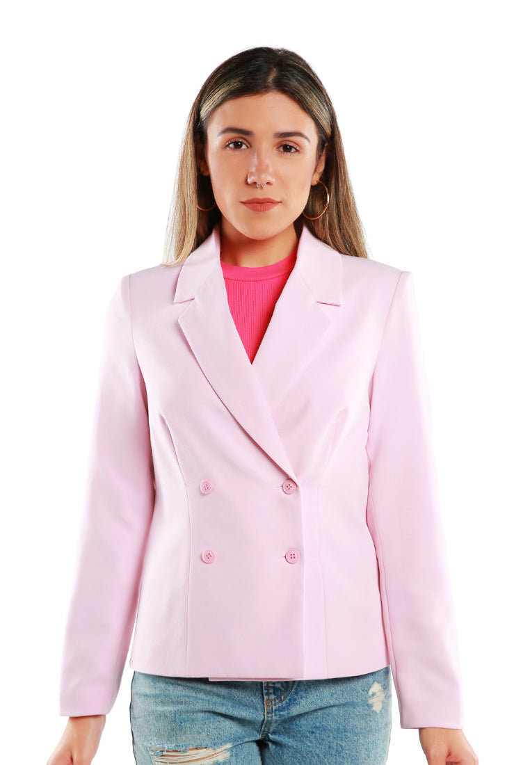 buttoned lapel blazer#color_pink