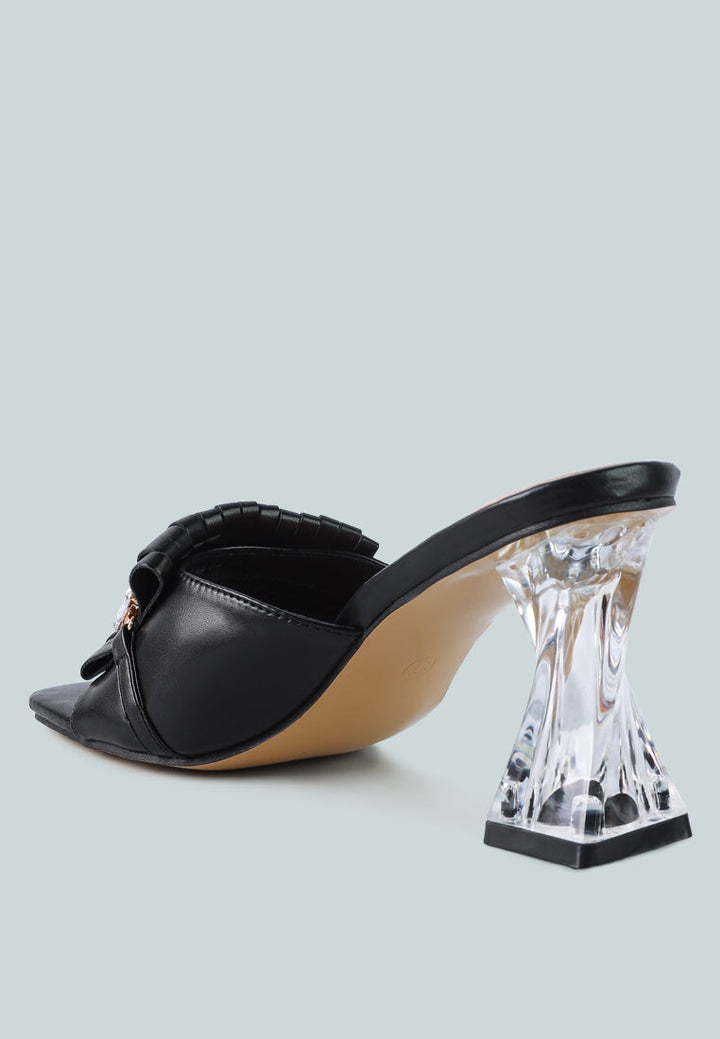 deeba diamante embellishment clear spool heel sandals by ruw#color_black