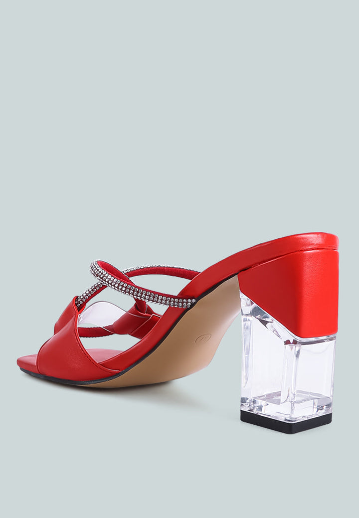 fineapple rhinestone embellished clear sandals by ruw#color_red