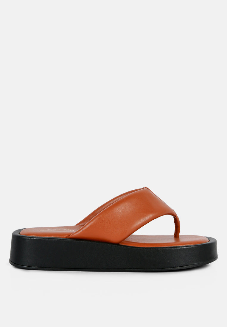 rosette faux leather wide thong flats by ruw#color_tan