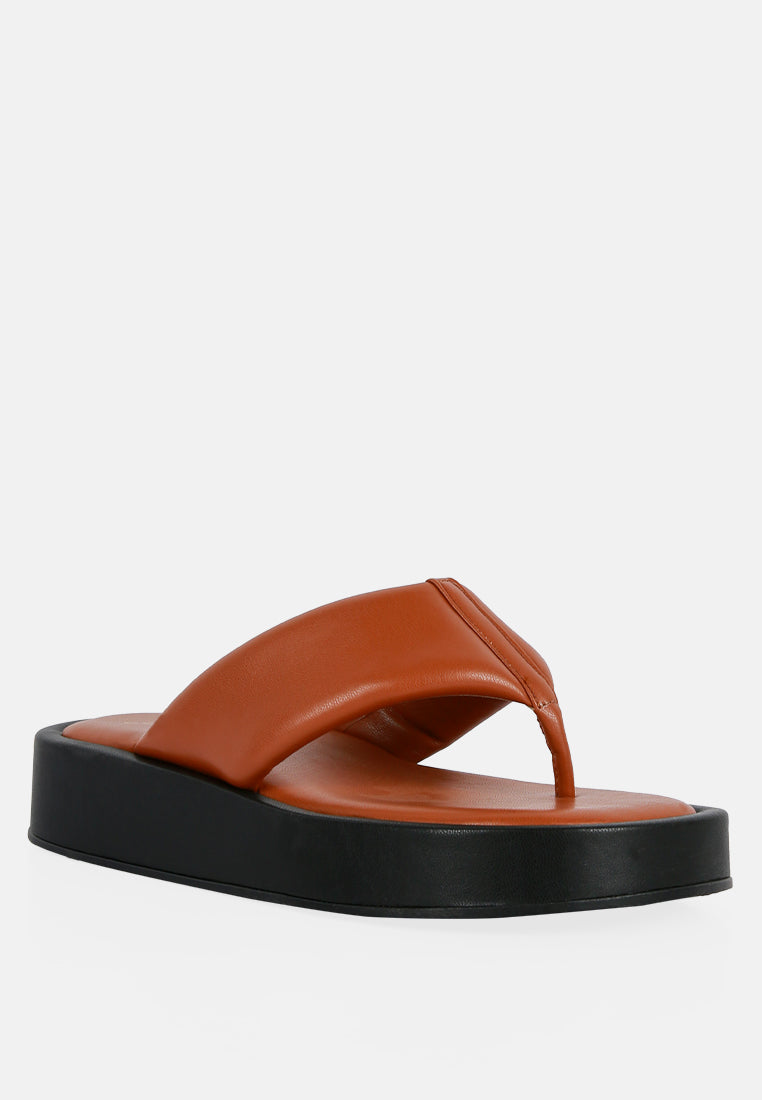 rosette faux leather wide thong flats by ruw#color_tan