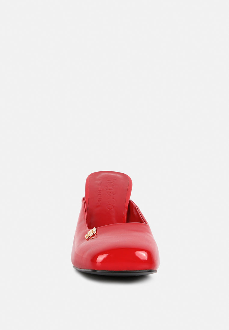 neoplast patent pu block heeled mules by ruw#color_red