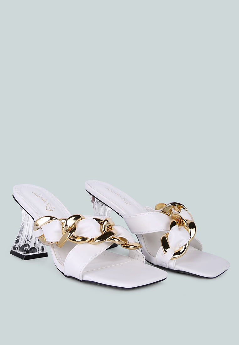 wandy link chain embellished sandals by ruw#color_white